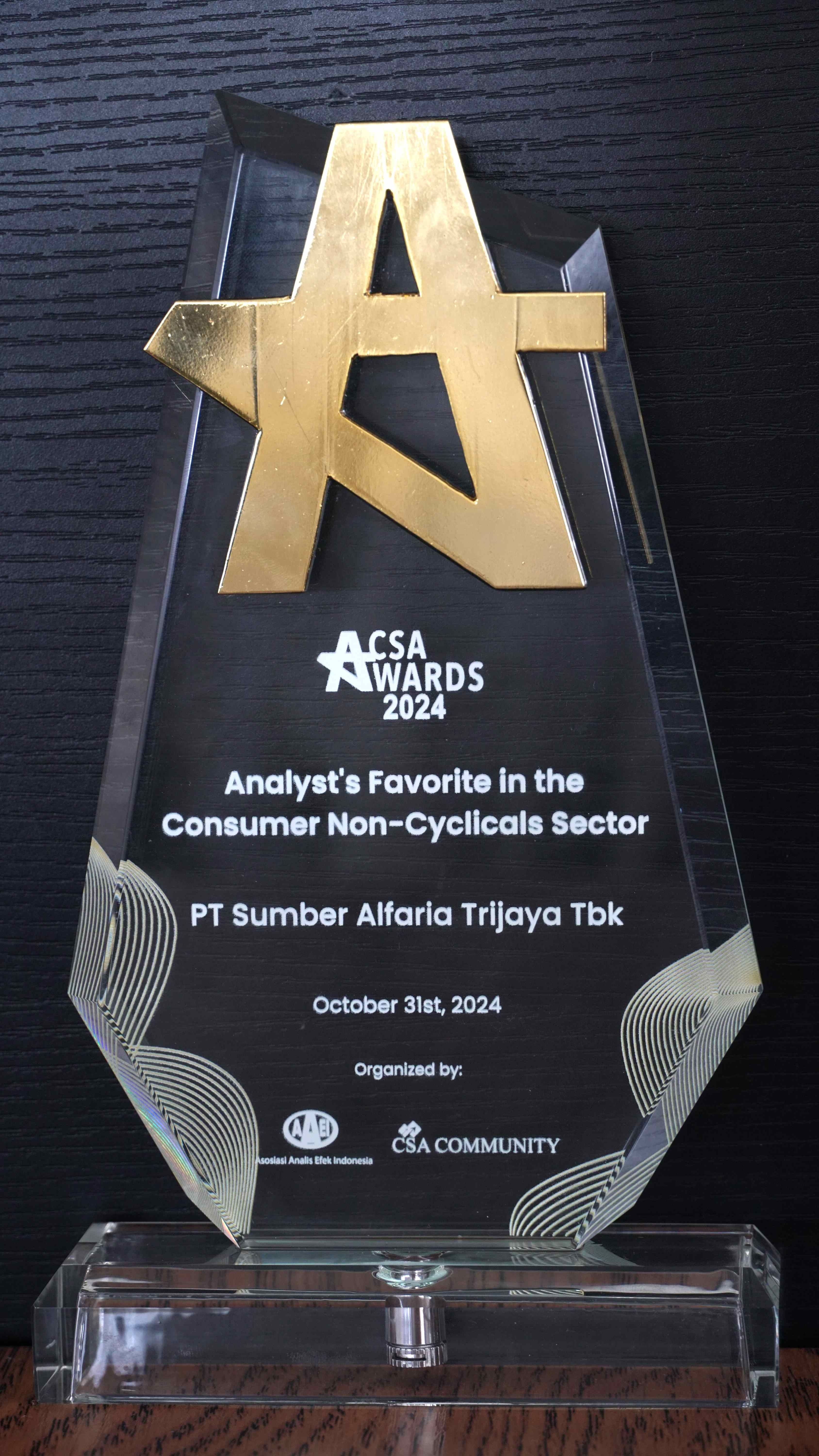 Image reward CSA Award Analyst's Favorite in the Consumer Non-Cyclicals Sector dari CSA Community